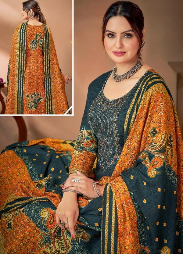 Alok Dhruvi Embroidery Winter Wear Pahsmina Dress Materail Collection